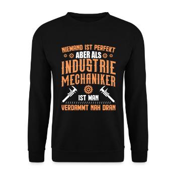 Industriemechaniker lustiges Sprüche Geschenk - Unisex Pullover - Schwarz - Vorne - Alina (178cm) & Michal (187cm)