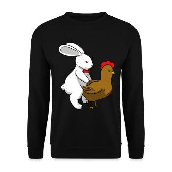 Pâques drôle lapin de Pâques lapin poulet oiseaux sexe - Sweat-shirt Unisexe - noir - Devant - Alina (178cm) & Michal (187cm)