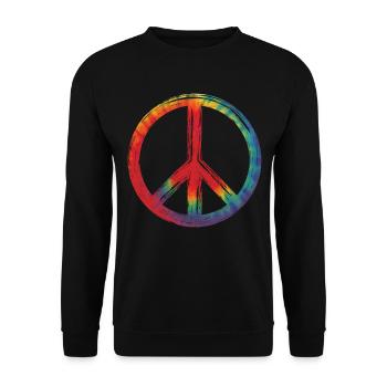 Frieden Love Peacezeichen - Unisex Pullover - Schwarz - Vorne - Alina (178cm) & Michal (187cm)