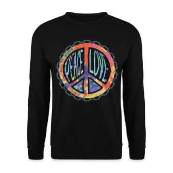 Peacezeichen Harmonie - Unisex Pullover - Schwarz - Vorne - Alina (178cm) & Michal (187cm)