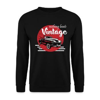 Vintage Oldtimer 50er Jahre Rockabilly Biker - Unisex Pullover - Schwarz - Vorne - Alina (178cm) & Michal (187cm)