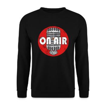 Retro Classic ON AIR Radio Podcast Microphone - Unisex Sweatshirt - black - Front - Alina (178cm) & Michal (187cm)