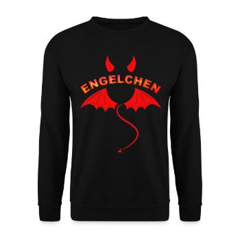 Teufel als Engelchen Lustiges Teufelchen Kostüm - Unisex Pullover - Schwarz - Vorne - Alina (178cm) & Michal (187cm)