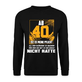 Vierzigster Geburtstag 40 Geburtstagsfeier - Unisex Pullover - Schwarz - Vorne - Alina (178cm) & Michal (187cm)