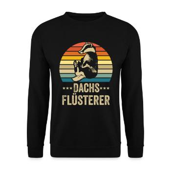 Dachs Flüsterer Retro Geschenk - Unisex Pullover - Schwarz - Vorne - Alina (178cm) & Michal (187cm)
