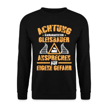Gleisbauer lustiges Sprüche Geschenk - Unisex Pullover - Schwarz - Vorne - Alina (178cm) & Michal (187cm)