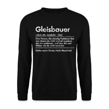Gleisbauer Spruch - Unisex Pullover - Schwarz - Vorne - Alina (178cm) & Michal (187cm)