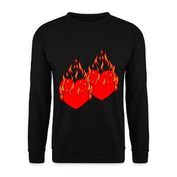 Coeur Valentin Love Flame Romantique - Sweat-shirt Unisexe - noir - Devant - Alina (178cm) & Michal (187cm)