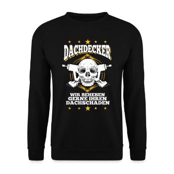 Dachdecker Dachdecker Dachdecker Dachdecker - Unisex Pullover - Schwarz - Vorne - Alina (178cm) & Michal (187cm)