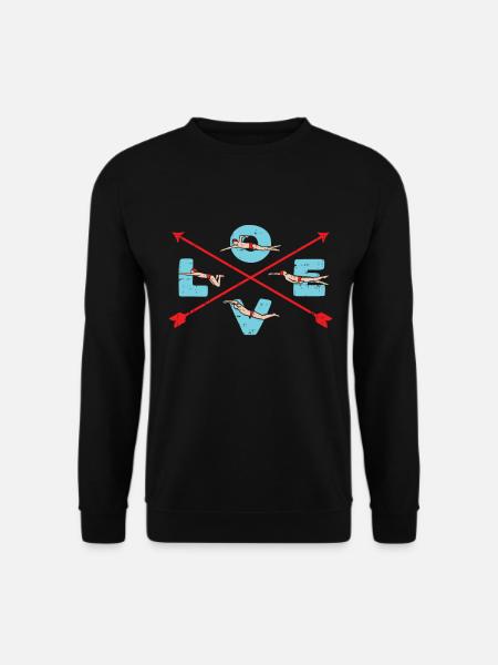 Vintage I Love Swim Schwimmer Schwimmen Geschenk - Unisex Pullover - Schwarz
