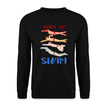 Vintage Born To Swim Swimmer Gift - Unisex Sweatshirt - black - Front - Alina (178cm) & Michal (187cm)