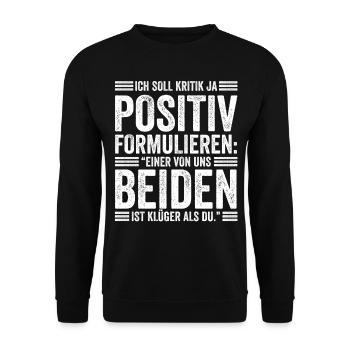 Einer Von Uns Beiden Ist Klüger Als Du - Unisex Pullover - Schwarz - Vorne - Alina (178cm) & Michal (187cm)