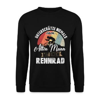 Fahrrad Rennrad Alter Mann - Unisex Pullover - Schwarz - Vorne - Alina (178cm) & Michal (187cm)