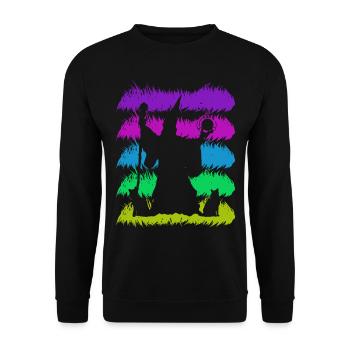 Zauberei Silhuette mit Retro Farben - Unisex Pullover - Schwarz - Vorne - Alina (178cm) & Michal (187cm)