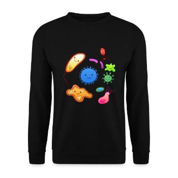 Bakterien Viren Mikrobiom Zellen Biologie - Unisex Pullover - Schwarz - Vorne - Alina (178cm) & Michal (187cm)