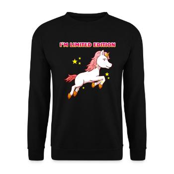 I'm Limited Edition Unicorn Einhorn Besonders - Unisex Pullover - Schwarz - Vorne - Alina (178cm) & Michal (187cm)