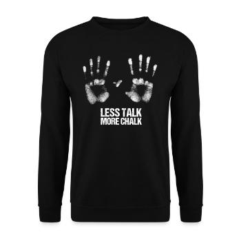 Moins parler plus craie bloc bloc drôle disant - Sweat-shirt Unisexe - noir - Devant - Alina (178cm) & Michal (187cm)