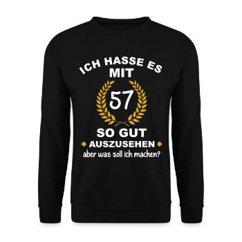 57th birthday - Unisex Sweatshirt - black - Front - Alina (178cm) & Michal (187cm)