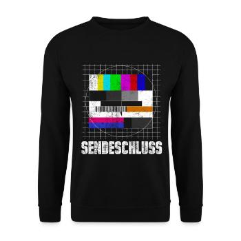 Testbild Sendeschluss 80er 70er 90er - Unisex Pullover - Schwarz - Vorne - Alina (178cm) & Michal (187cm)