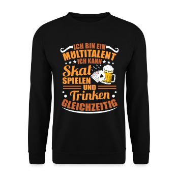 Skat Skatspieler Kartenspiel Karten Spiel - Unisex Pullover - Schwarz - Vorne - Alina (178cm) & Michal (187cm)
