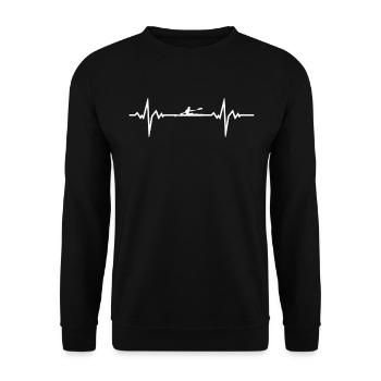 Rudern Herzschlag - Unisex Pullover - Schwarz - Vorne - Alina (178cm) & Michal (187cm)