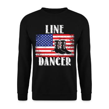 Linedance Line Dancer USA flag - Unisex Sweatshirt - black - Front - Alina (178cm) & Michal (187cm)