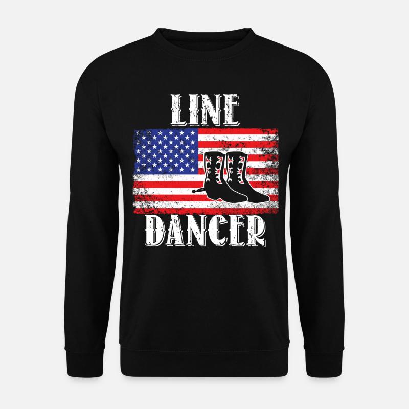 Linedance Line Dancer USA Flagge - Unisex Pullover - Schwarz