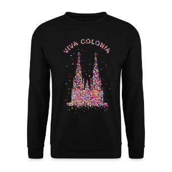 Viva Colonia, Kölner Dom, Konfetti, Facching - Unisex Pullover - Schwarz - Vorne - Alina (178cm) & Michal (187cm)