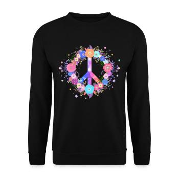Signe de paix amour fleurs - Sweat-shirt Unisexe - noir - Devant - Alina (178cm) & Michal (187cm)