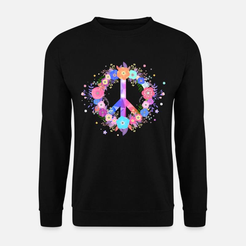 Peacezeichen Liebe Blumen - Unisex Pullover - Schwarz