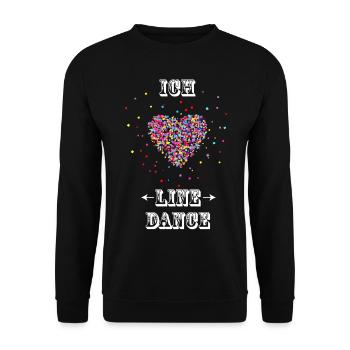 Ich liebe LINEDANCE - Unisex Pullover - Schwarz - Vorne - Alina (178cm) & Michal (187cm)