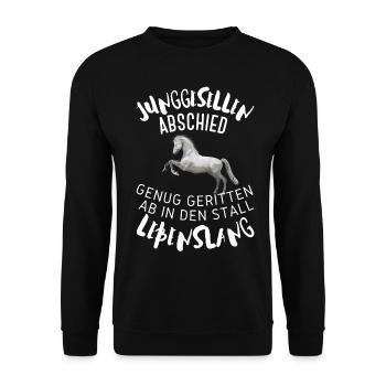 JUNGGESELLENABSCHIED Lustig Single Geschenkidee - Unisex Pullover - Schwarz - Vorne - Alina (178cm) & Michal (187cm)