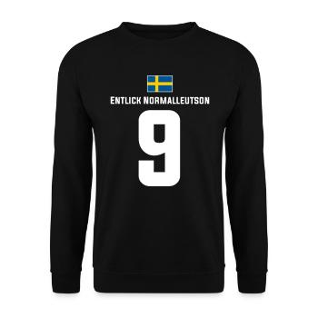 Schwedische Namen Fußball Sauf Mallorca Trikot - Unisex Pullover - Schwarz - Vorne - Alina (178cm) & Michal (187cm)