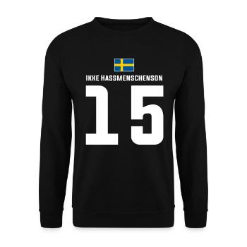 Schwedische Namen Fußball Sauf Mallorca Trikot - Unisex Pullover - Schwarz - Vorne - Alina (178cm) & Michal (187cm)