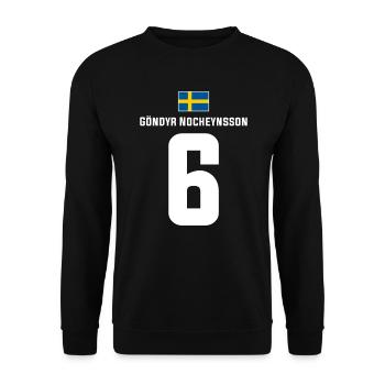 Schwedische Namen Fußball Sauf Mallorca Trikot - Unisex Pullover - Schwarz - Vorne - Alina (178cm) & Michal (187cm)