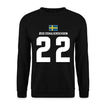 Schwedische Namen Fußball Sauf Mallorca Trikot - Unisex Pullover - Schwarz - Vorne - Alina (178cm) & Michal (187cm)
