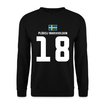 Schwedische Namen Fußball Sauf Mallorca Trikot - Unisex Pullover - Schwarz - Vorne - Alina (178cm) & Michal (187cm)