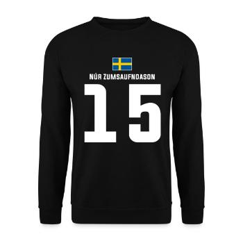 Schwedische Namen Fußball Sauf Mallorca Trikot - Unisex Pullover - Schwarz - Vorne - Alina (178cm) & Michal (187cm)