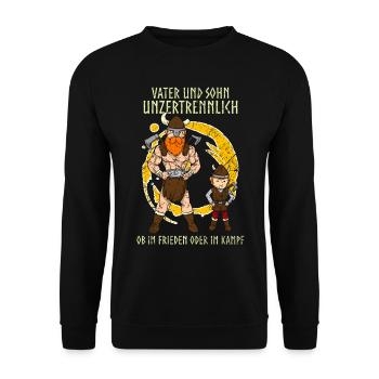 Vater Und Sohn Wikinger Papa Vatertag - Unisex Pullover - Schwarz - Vorne - Alina (178cm) & Michal (187cm)