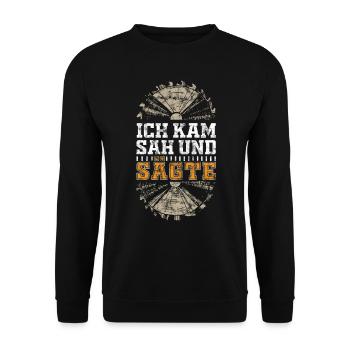 Ich kam sah und sägte Vintage - Unisex Pullover - Schwarz - Vorne - Alina (178cm) & Michal (187cm)