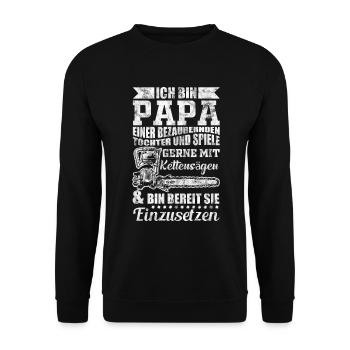 Forstwirt Papa Vater Geschenkidee - Unisex Pullover - Schwarz - Vorne - Alina (178cm) & Michal (187cm)