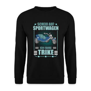 Triker Trike Trikerfahrer Dreirad Motortrike - Unisex Pullover - Schwarz - Vorne - Alina (178cm) & Michal (187cm)