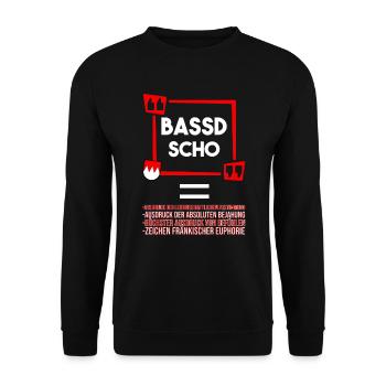 Franken Bassd Scho Erklärung - Unisex Pullover - Schwarz - Vorne - Alina (178cm) & Michal (187cm)