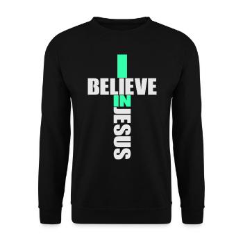 I Believe In Jesus - Religion Cross Christianity - Unisex Sweatshirt - black - Front - Alina (178cm) & Michal (187cm)