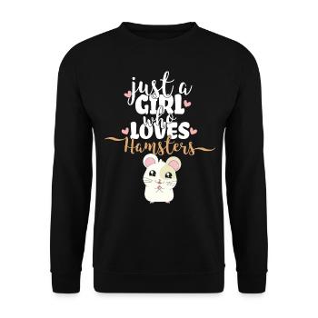 Just A Girl Who Loves Hamsters | Hamster - Unisex Pullover - Schwarz - Vorne - Alina (178cm) & Michal (187cm)