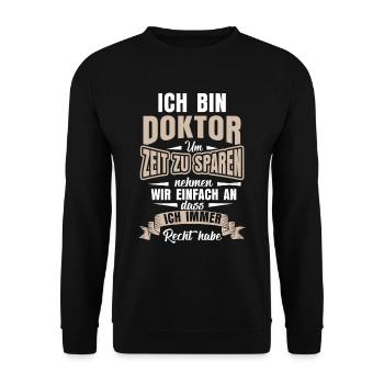 Doktor Doktortitel Studium - Unisex Pullover - Schwarz - Vorne - Alina (178cm) & Michal (187cm)