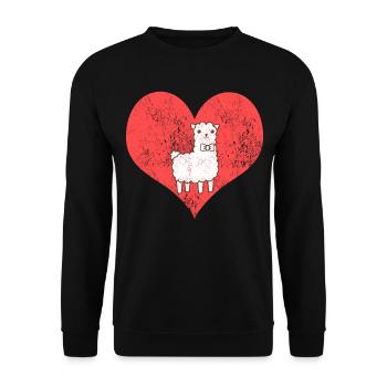 cute llama heart - Unisex Sweatshirt - black - Front - Alina (178cm) & Michal (187cm)