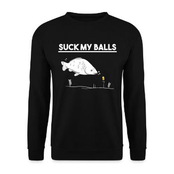 Suck My Balls Carp Angler Boilies disant Drôle - Sweat-shirt Unisexe - noir - Devant - Alina (178cm) & Michal (187cm)
