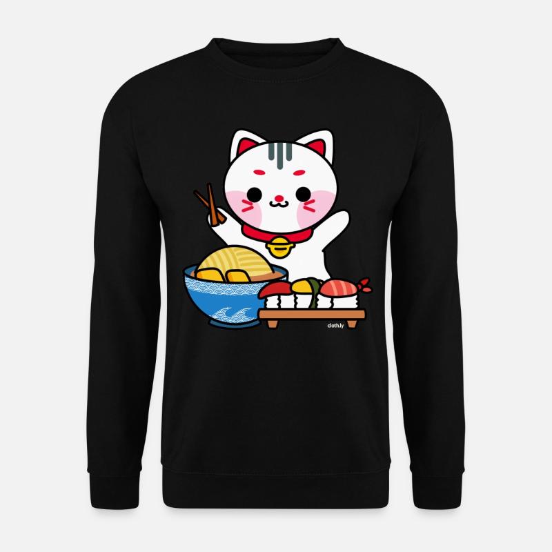 Katze isst Sushi und Ramen Love Japan - Unisex Pullover - Schwarz