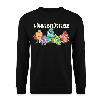 Hühner-Flüsterer Hühner Huhn Landwirt - Unisex Pullover - Schwarz - Vorne - Alina (178cm) & Michal (187cm)
